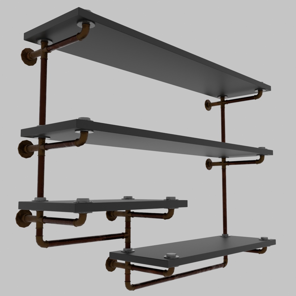 【Blender】スチームパンクな棚 steampunk shelf
