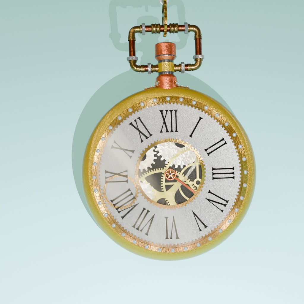 【Blender】スチームパンクな懐中時計 steampunk pocket watch