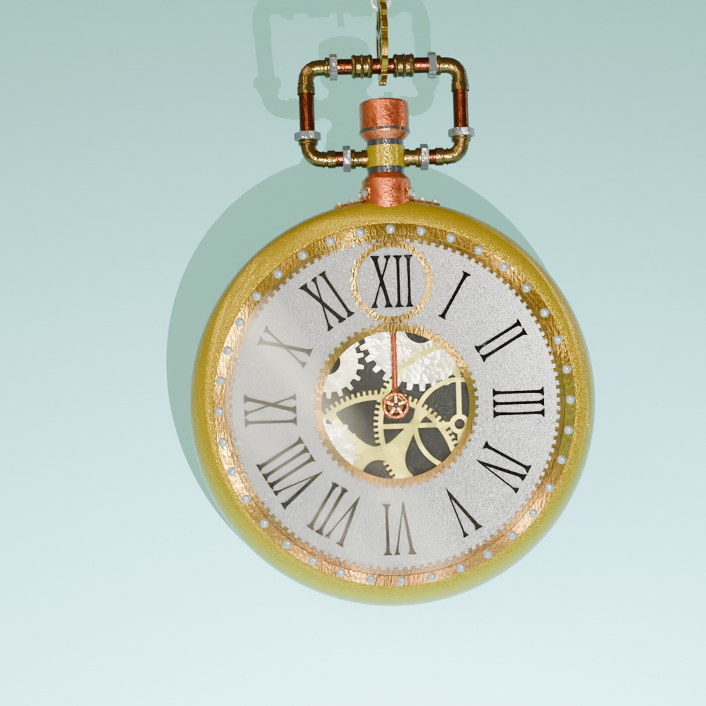 【Blender】スチームパンクな懐中時計 steampunk pocket watch