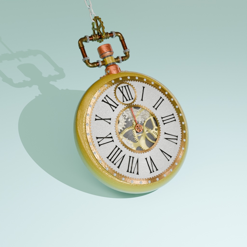 【Blender】スチームパンクな懐中時計 steampunk pocket watch