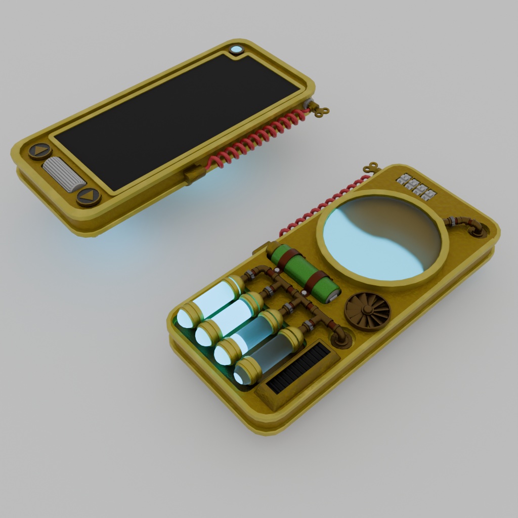 【Blender】スチームパンクなスマートフォン steampunk smart phone
