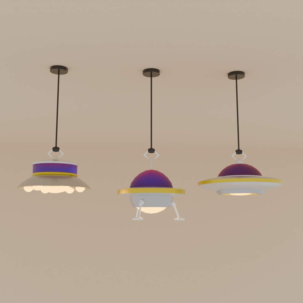 【Blender】UFOライト3点セット UFO light set【VRChat】