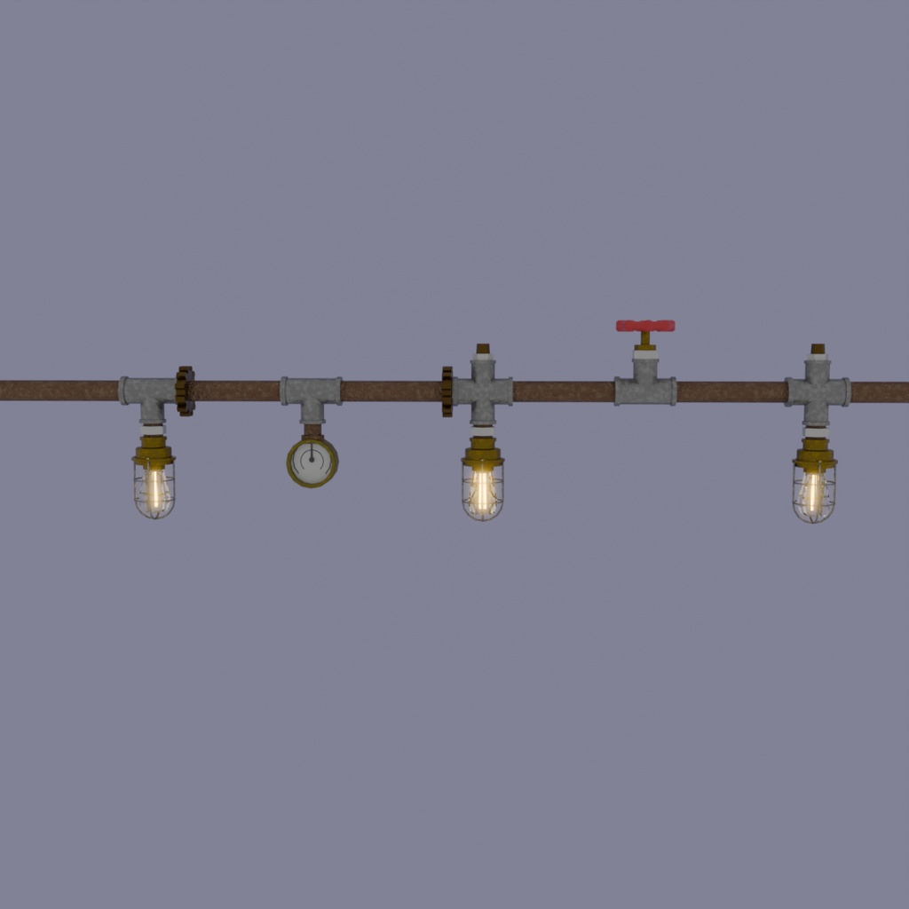 【Blender】スチームパンク風ライトガーランド作成セット