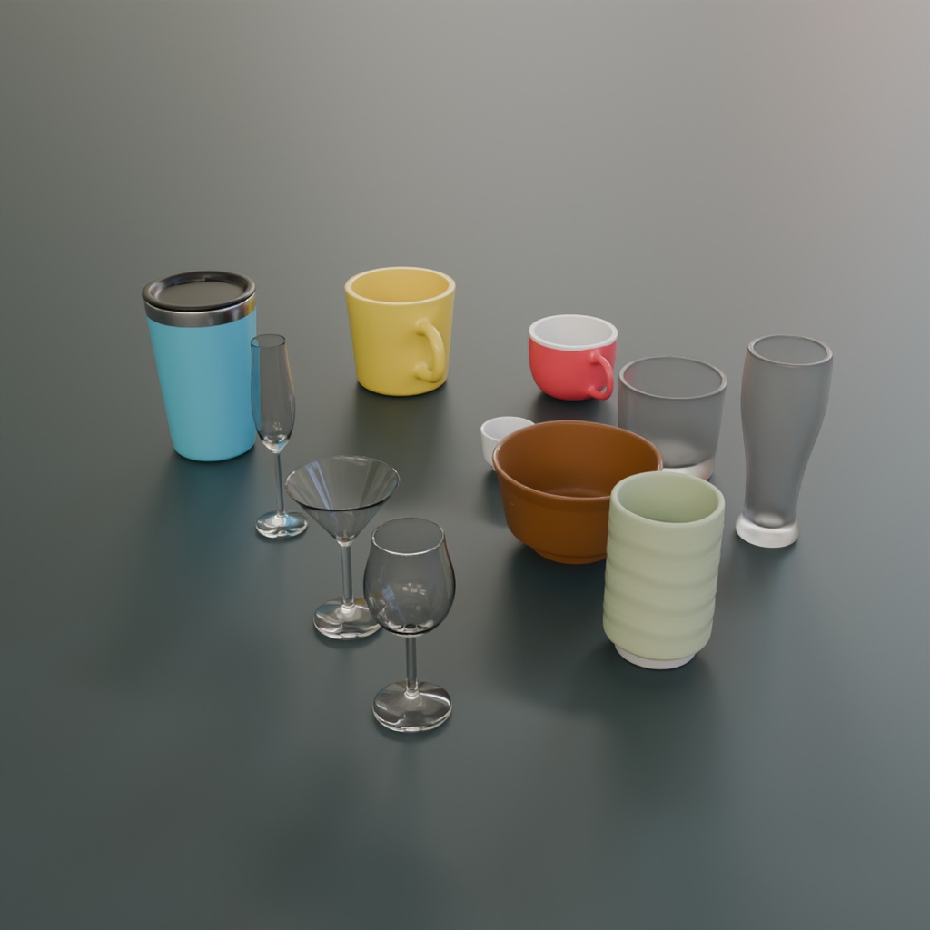 【Blender】ドリンクウェアセット Drinkware set【VRChat】