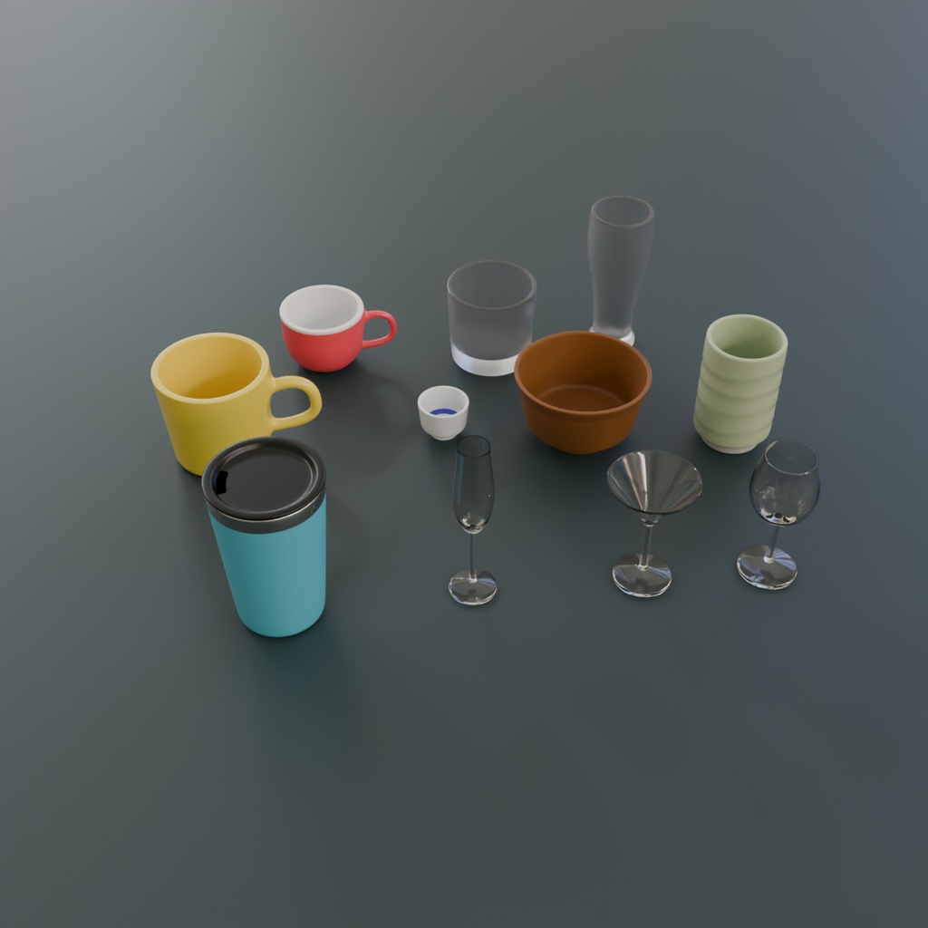 【Blender】ドリンクウェアセット Drinkware set【VRChat】