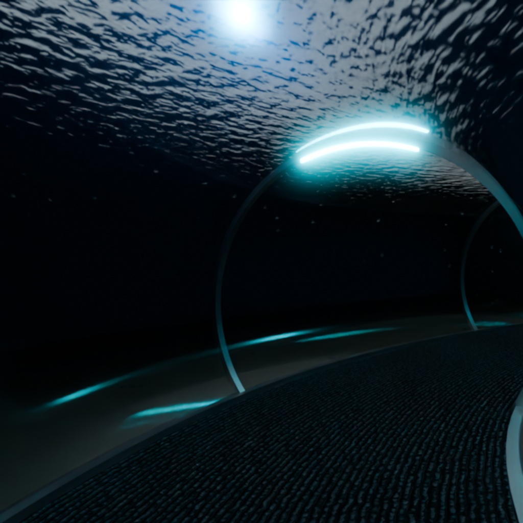 【Blender】水中トンネル underwater tunnel