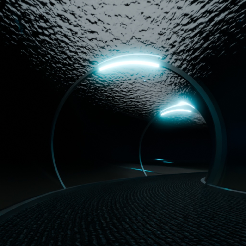 【Blender】水中トンネル underwater tunnel