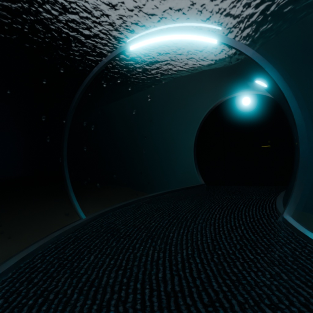 【Blender】水中トンネル underwater tunnel