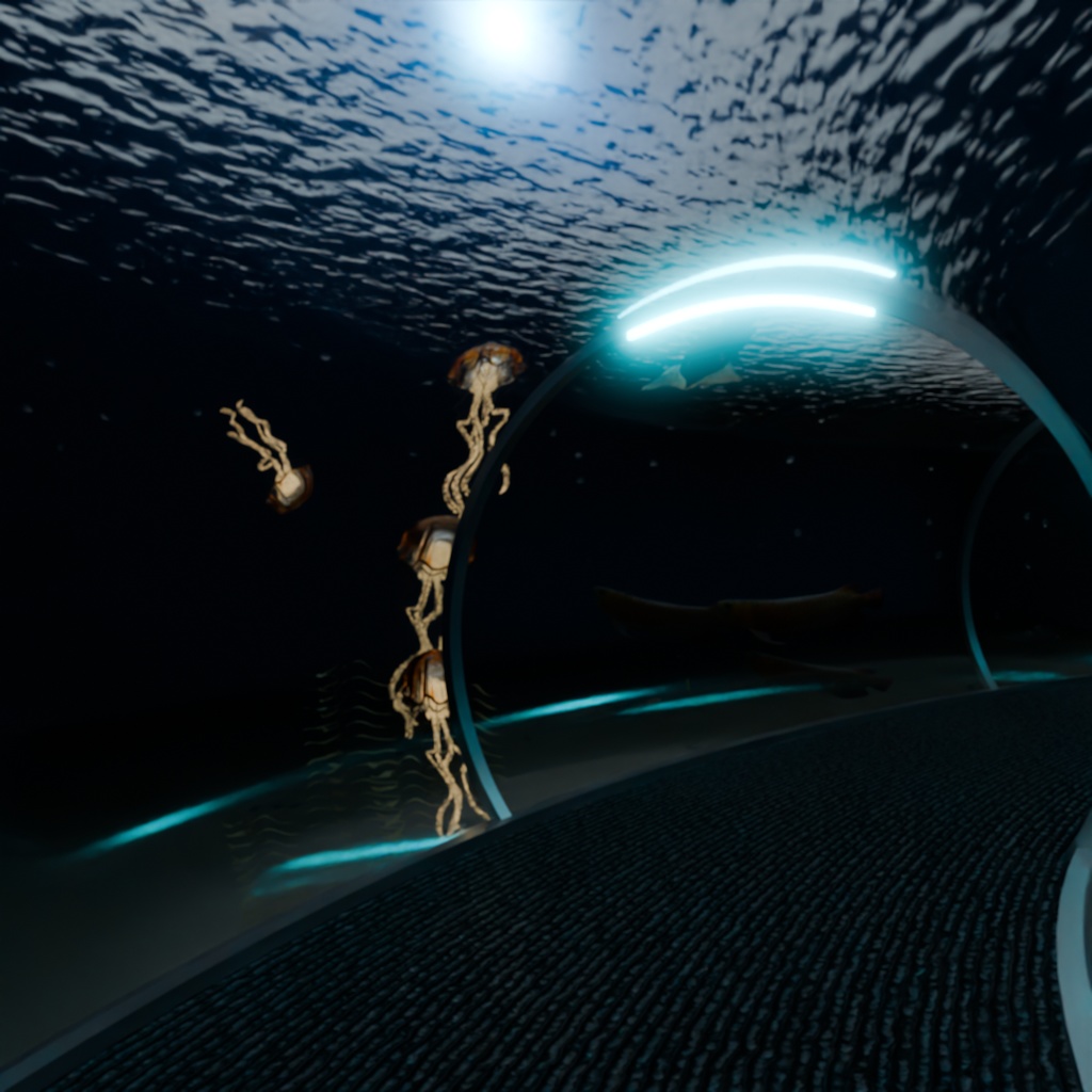 【Blender】水中トンネル underwater tunnel
