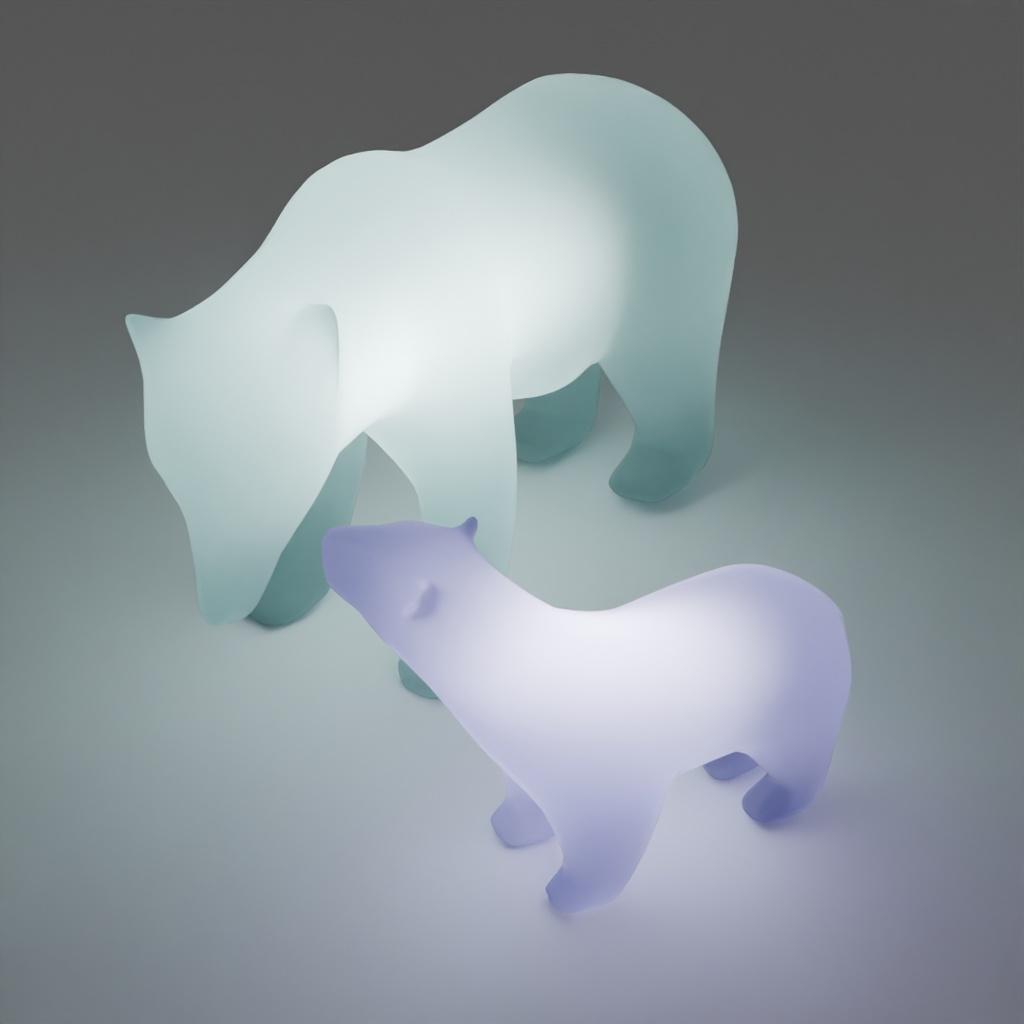 【Blender】ホッキョクグマ親子の間接照明 Indirect lighting of a polar bear parent and child【VRChat】