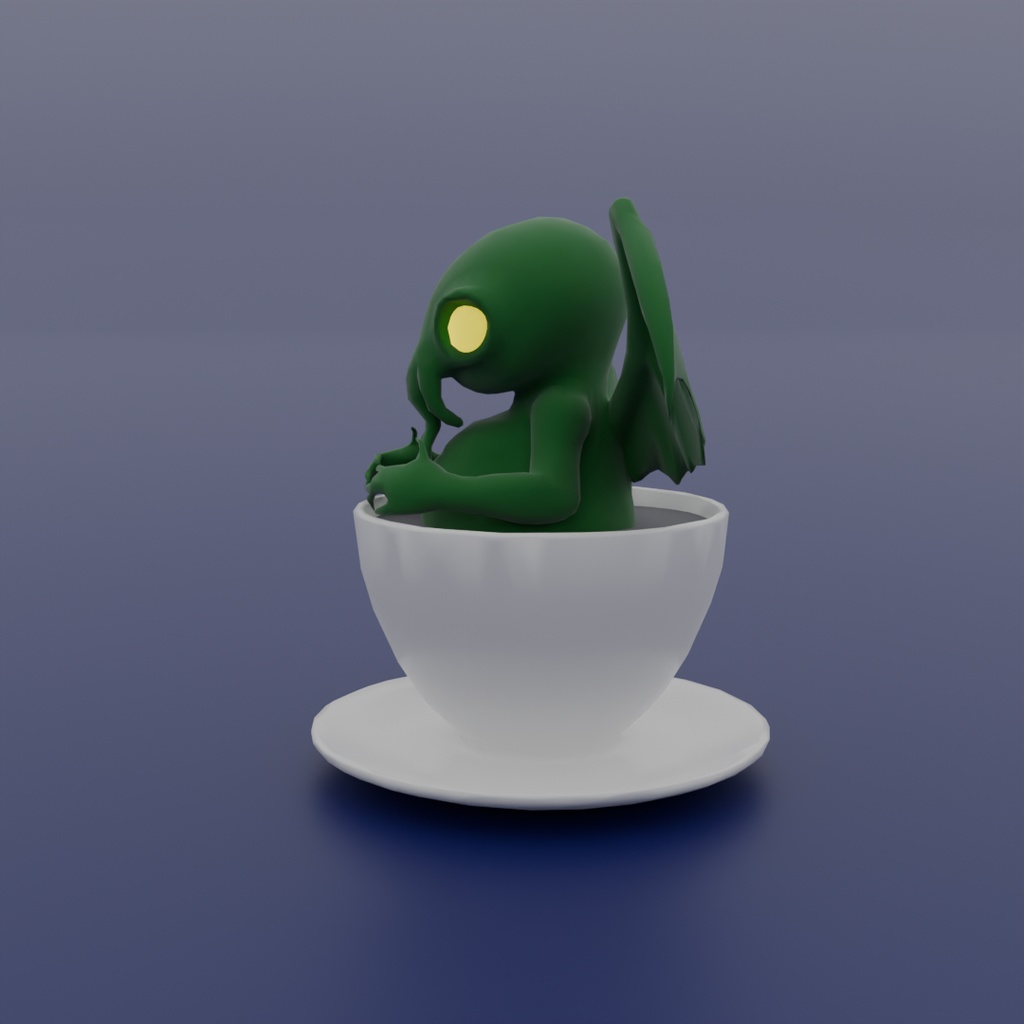 【Blender】ティーカップに入ったクトゥルフ Cthulhu in a teacup