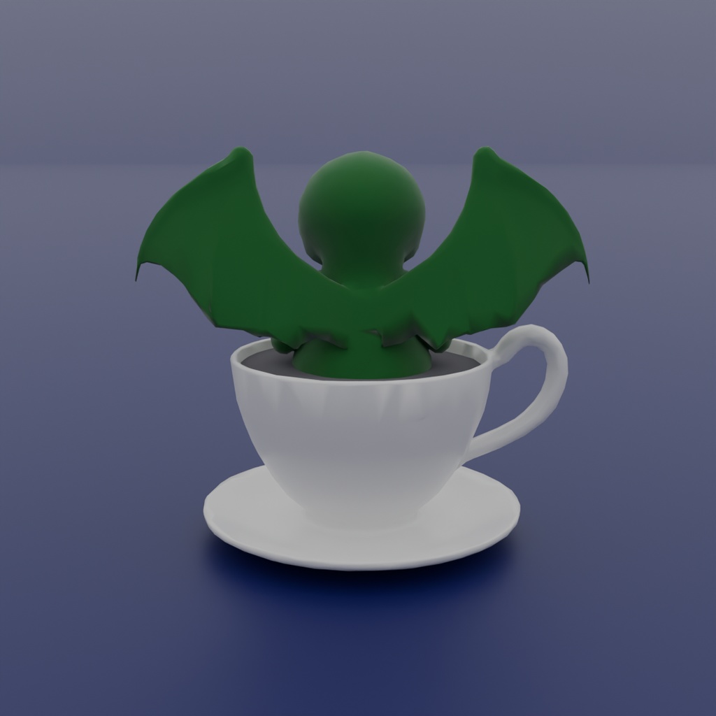 【Blender】ティーカップに入ったクトゥルフ Cthulhu in a teacup