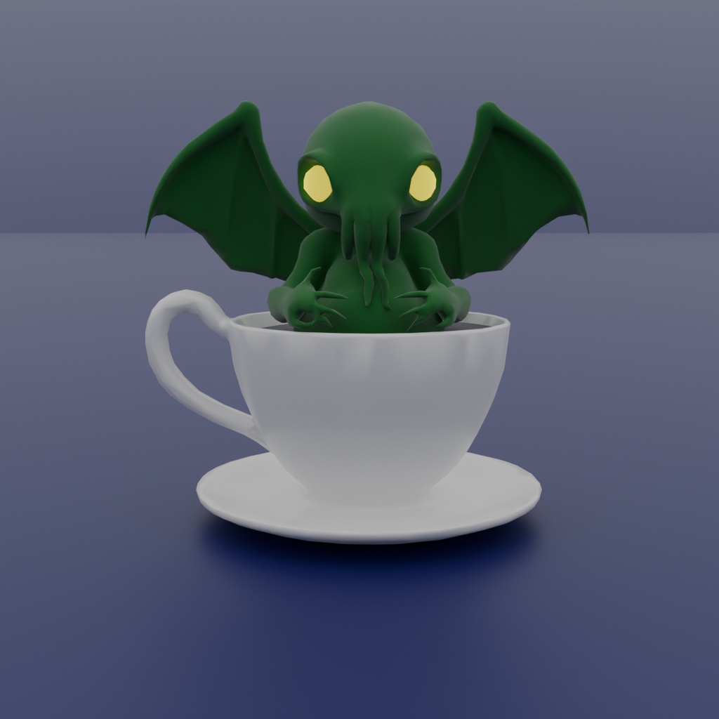 【Blender】ティーカップに入ったクトゥルフ Cthulhu in a teacup
