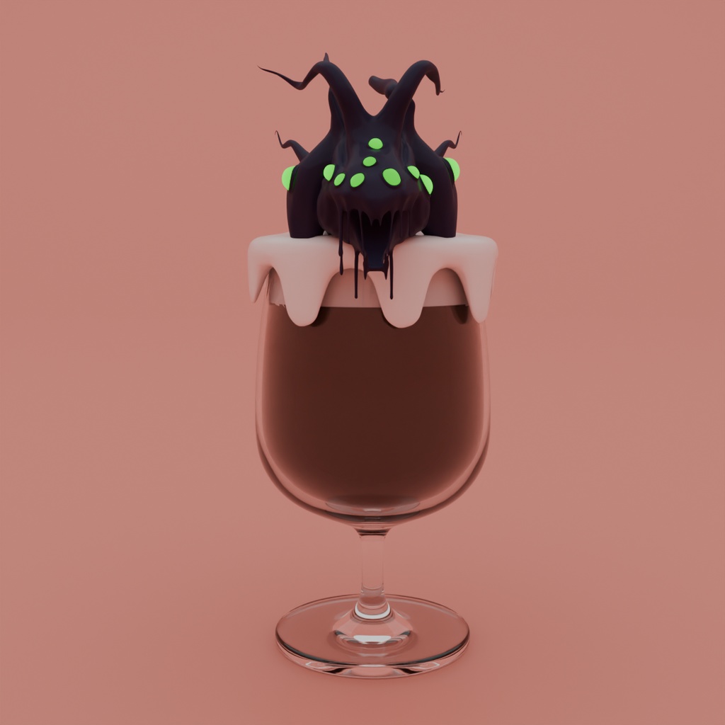 【Blender】ショゴスが這い出るコーヒーフロート Coffee float with Shoggoth crawling out of it