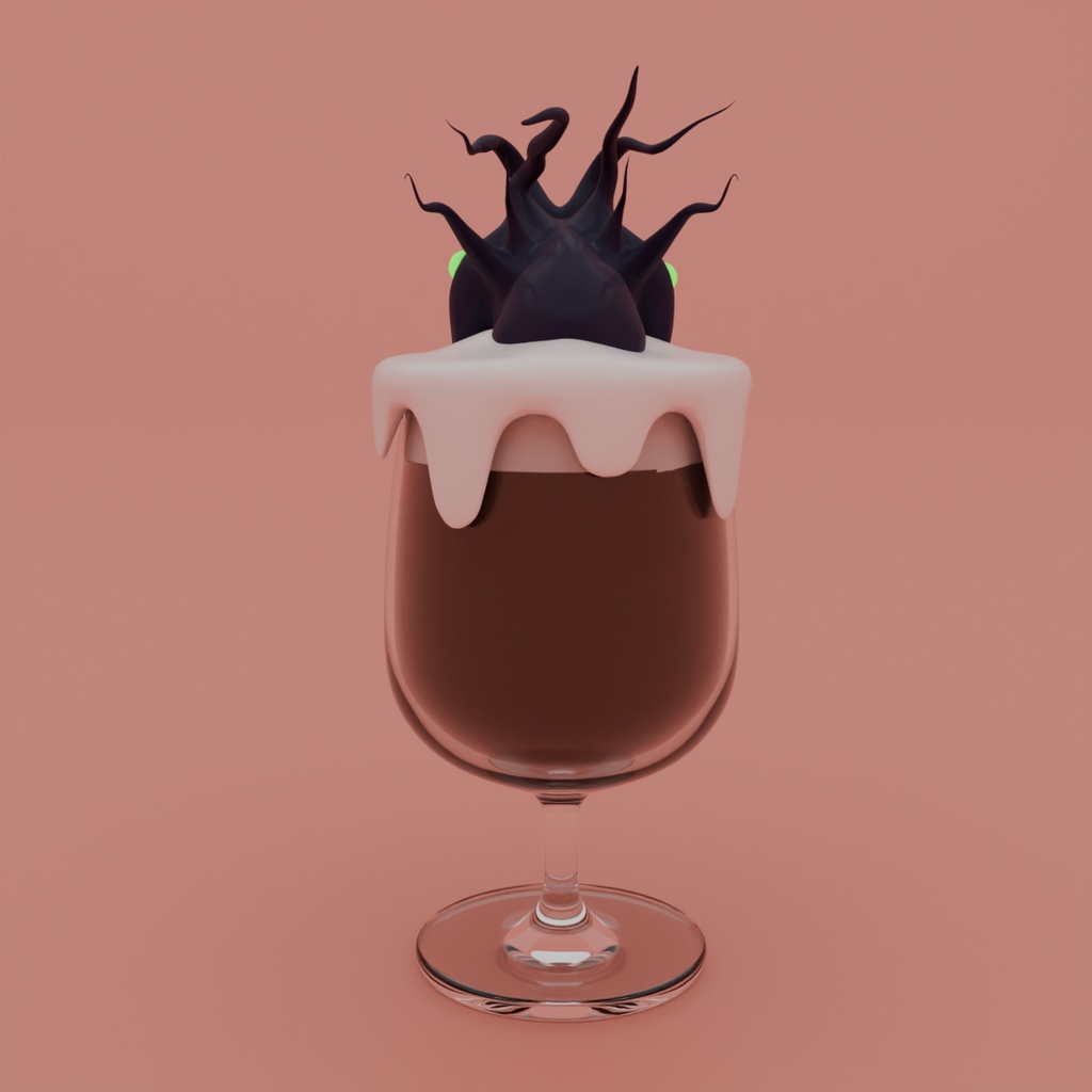 【Blender】ショゴスが這い出るコーヒーフロート Coffee float with Shoggoth crawling out of it