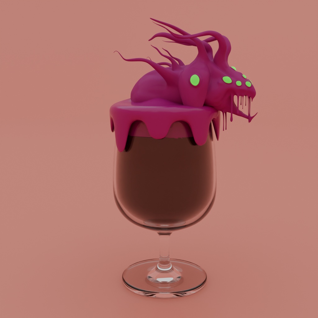 【Blender】ショゴスが這い出るコーヒーフロート Coffee float with Shoggoth crawling out of it
