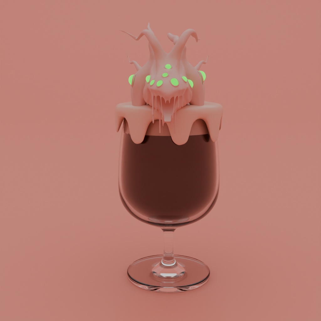 【Blender】ショゴスが這い出るコーヒーフロート Coffee float with Shoggoth crawling out of it