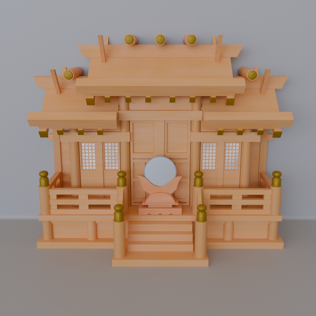 【Blender】三社型神棚 Sanja type kamidana