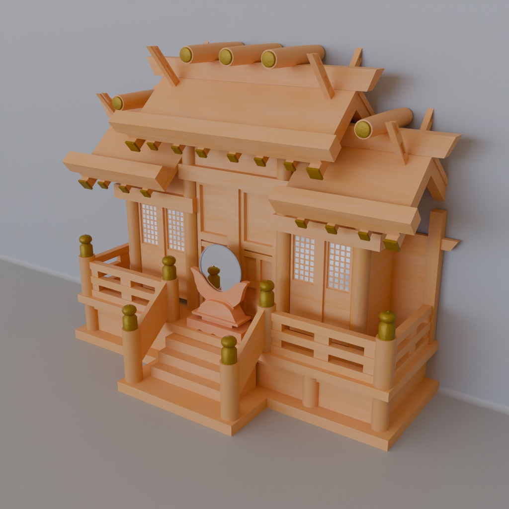 【Blender】三社型神棚 Sanja type kamidana
