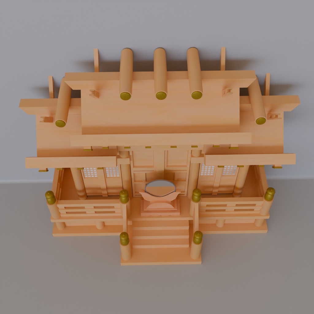 【Blender】三社型神棚 Sanja type kamidana
