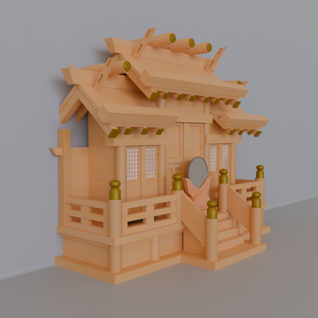 【Blender】三社型神棚 Sanja type kamidana