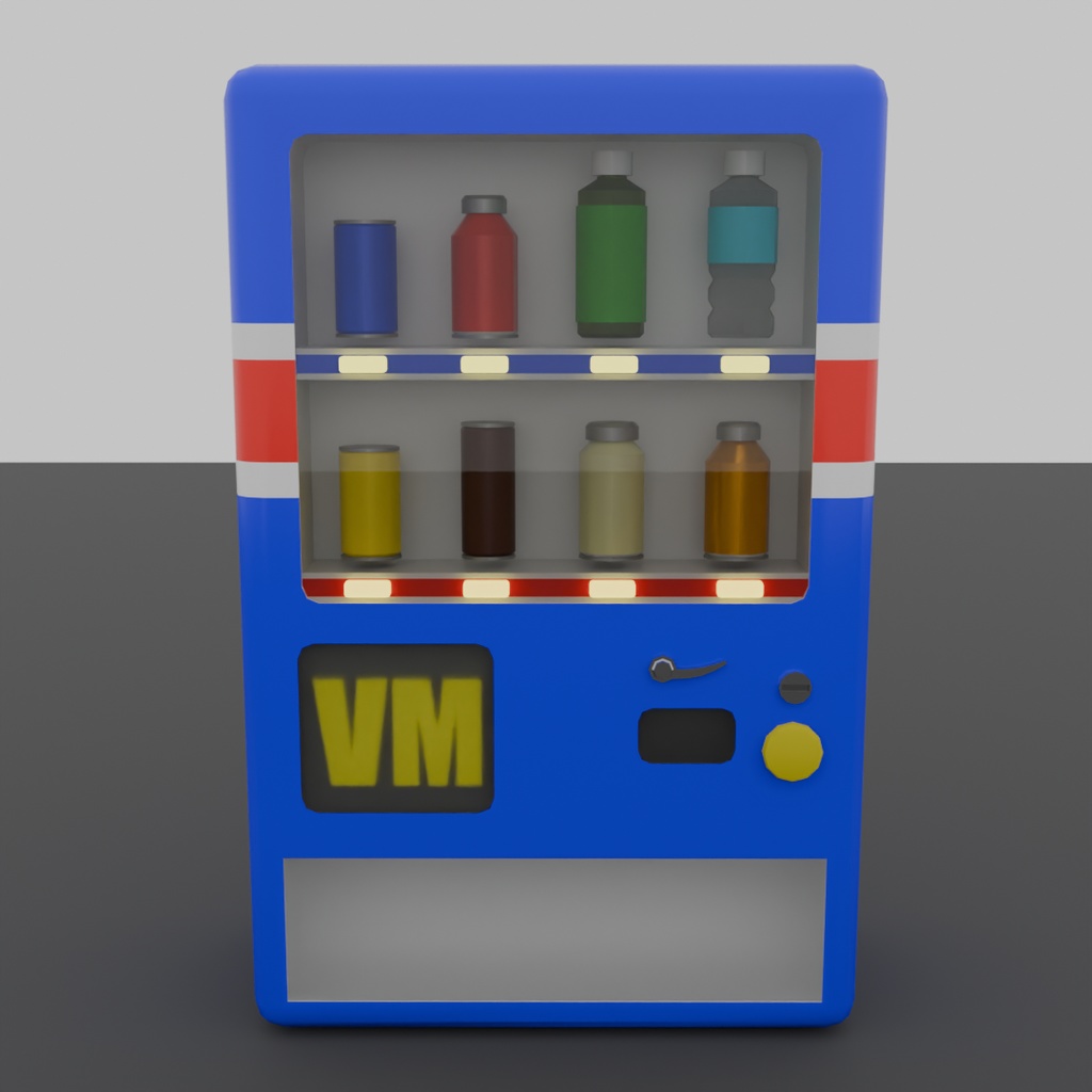 【Blender】ローポリ自動販売機セット Low Poly vending machine set