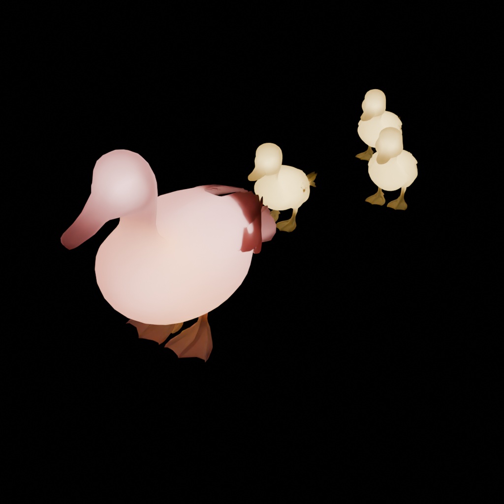 【Blender】カルガモ親子の間接照明 Night Demon Night-gaunts