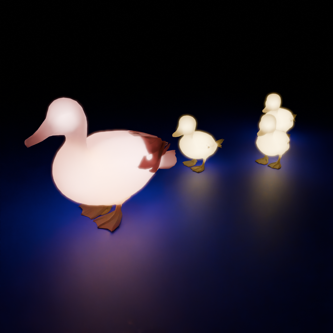 【Blender】カルガモ親子の間接照明 Night Demon Night-gaunts