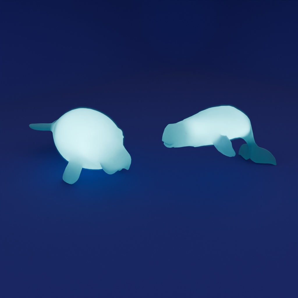 【Blender】ベルーガとジュゴンの間接照明 Indirect lighting of beluga and dugong