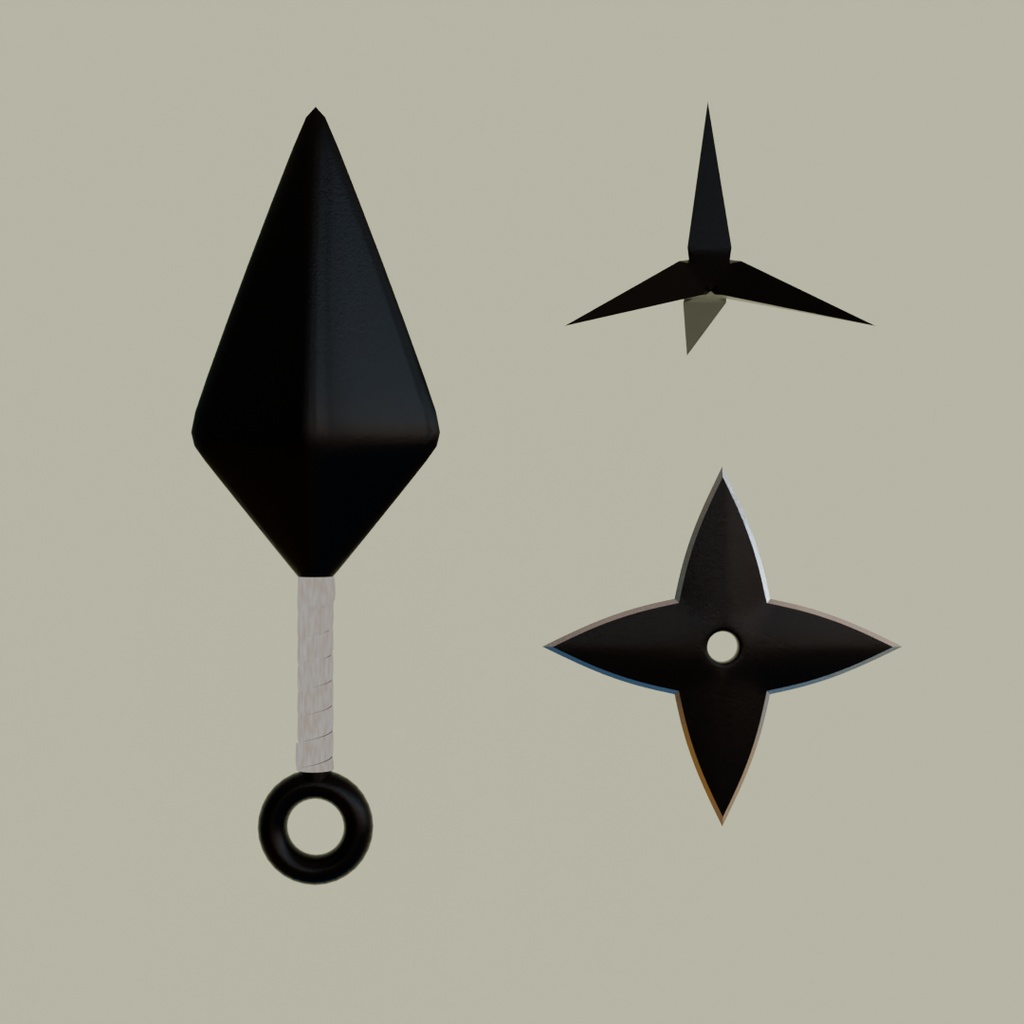 【Blender】ローポリ忍者道具セット Low Poly Ninja Tool Set