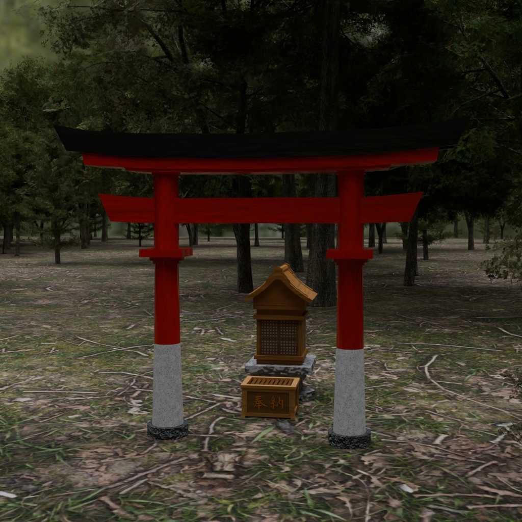 【Blender】日本の祠セット Japanese shrine set
