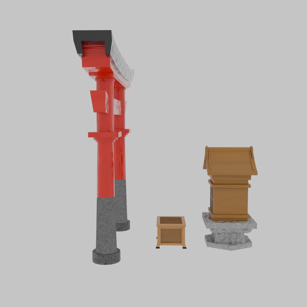 【Blender】日本の祠セット Japanese shrine set