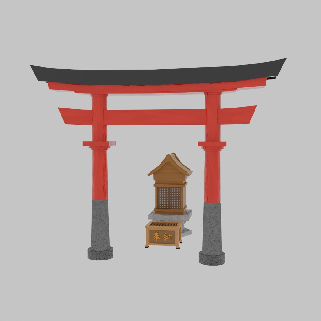 【Blender】日本の祠セット Japanese shrine set