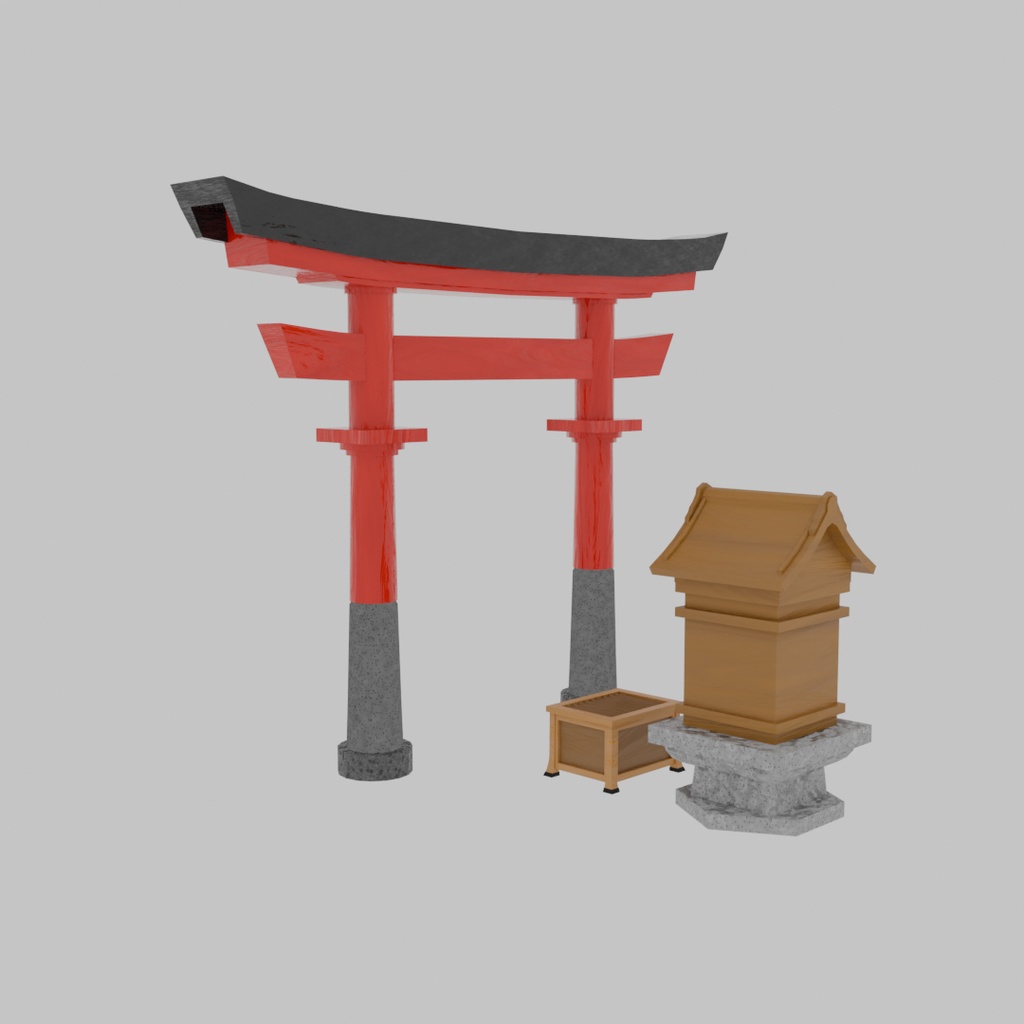 【Blender】日本の祠セット Japanese shrine set