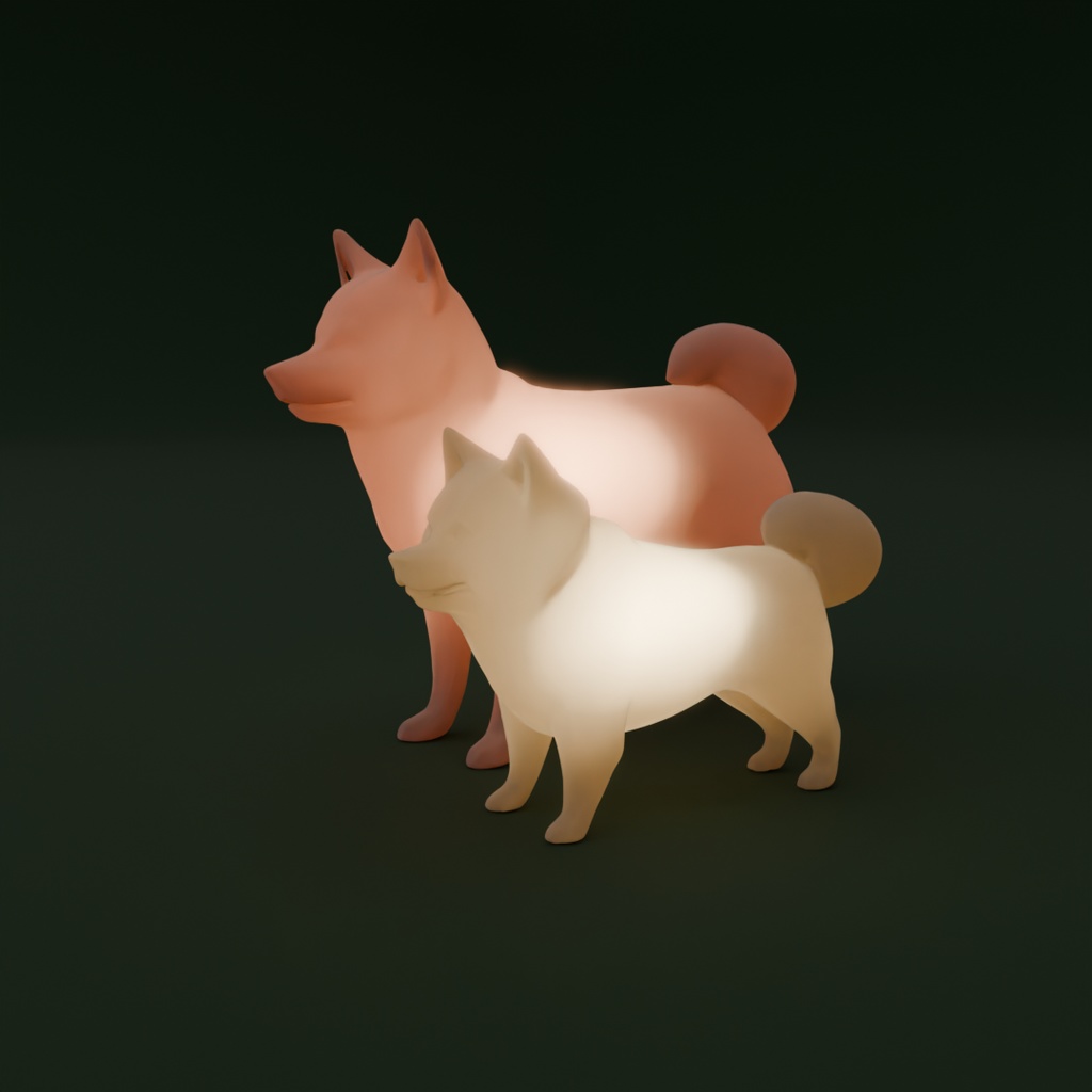 【Blender】柴犬と豆紫の間接照明 Indirect lighting of Shiba Inu and Mame shiba