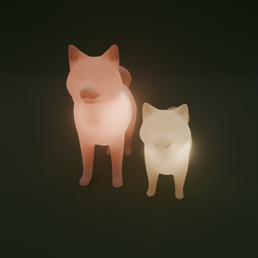 【Blender】柴犬と豆紫の間接照明 Indirect lighting of Shiba Inu and Mame shiba