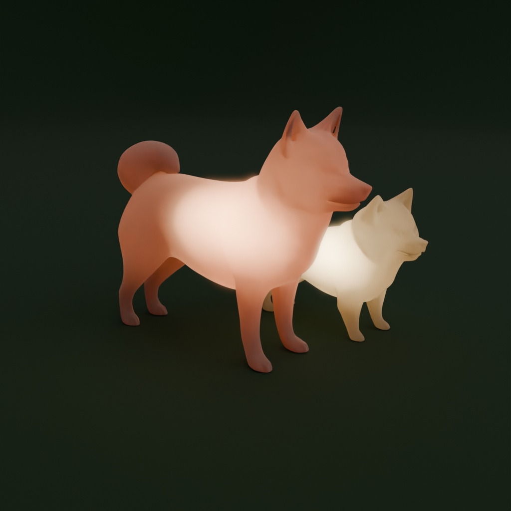 【Blender】柴犬と豆紫の間接照明 Indirect lighting of Shiba Inu and Mame shiba