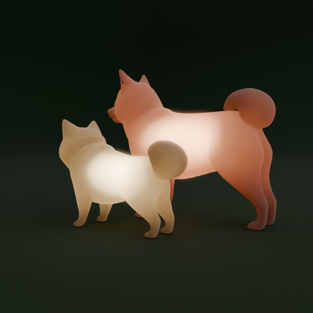 【Blender】柴犬と豆紫の間接照明 Indirect lighting of Shiba Inu and Mame shiba