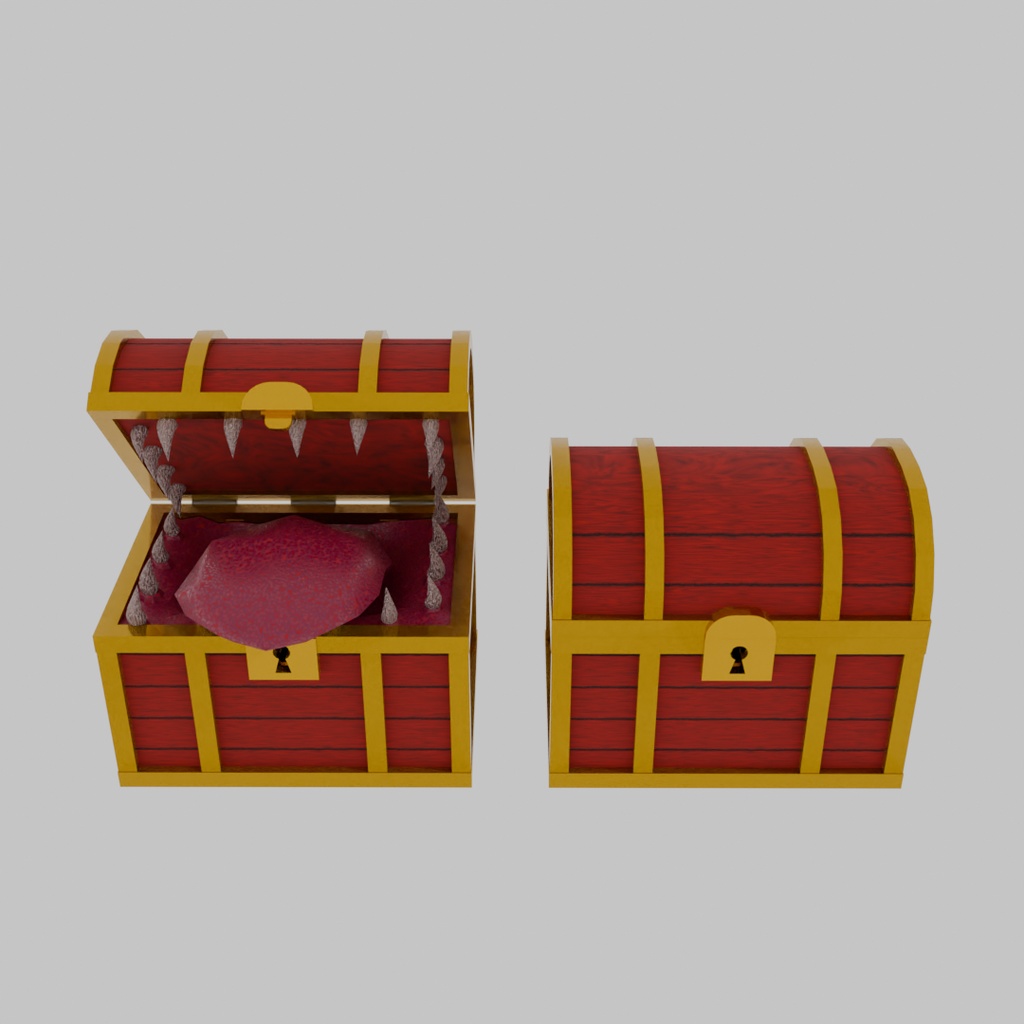 【Blender】宝箱のモンスター ミミック Monster in treasure chest Mimic