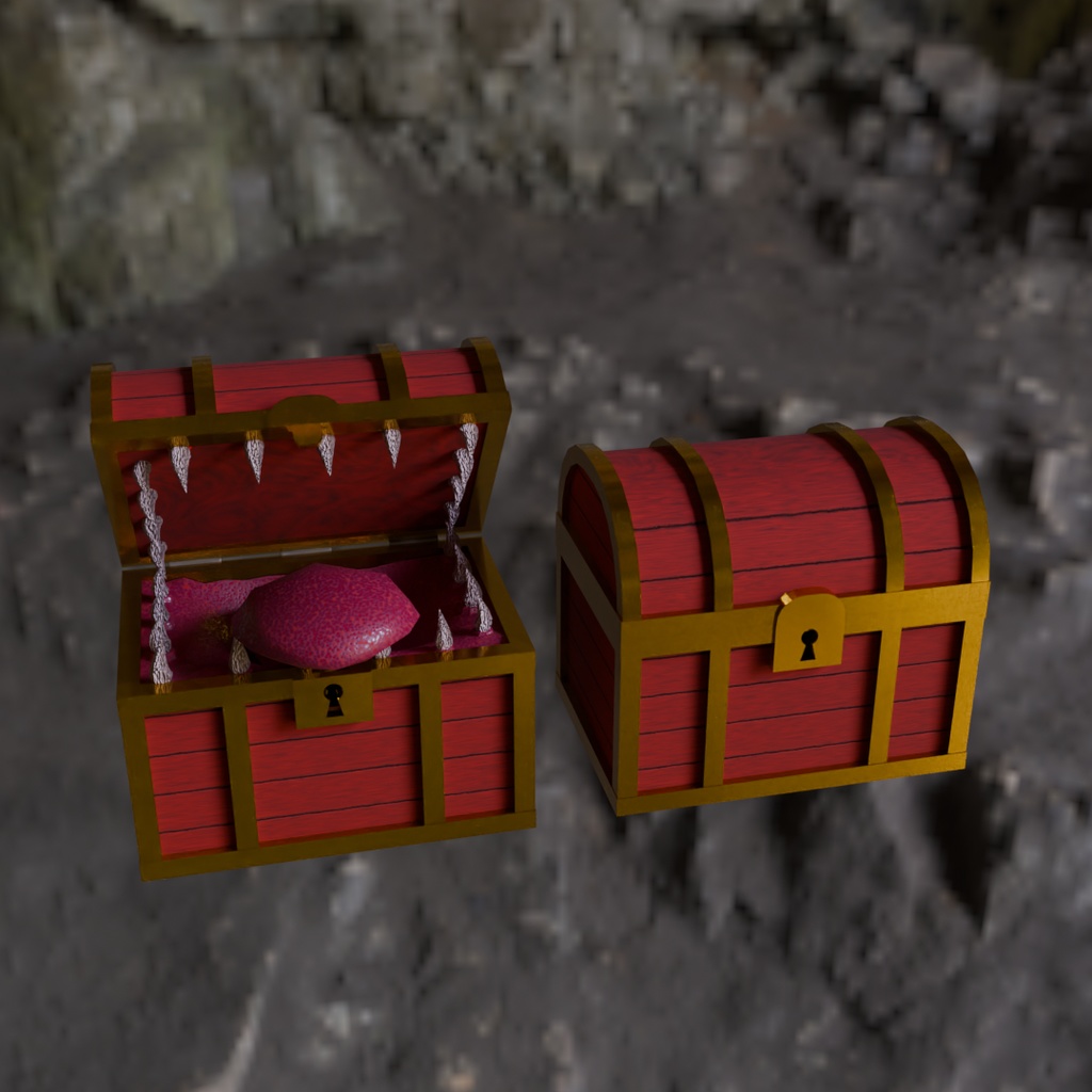 【Blender】宝箱のモンスター ミミック Monster in treasure chest Mimic