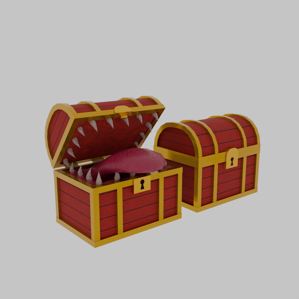 【Blender】宝箱のモンスター ミミック Monster in treasure chest Mimic