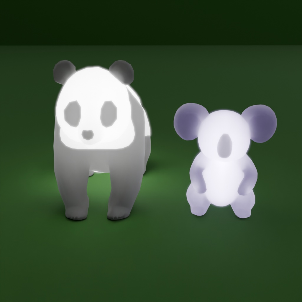 【Blender】パンダとコアラの間接照明 Indirect lighting of panda and koala
