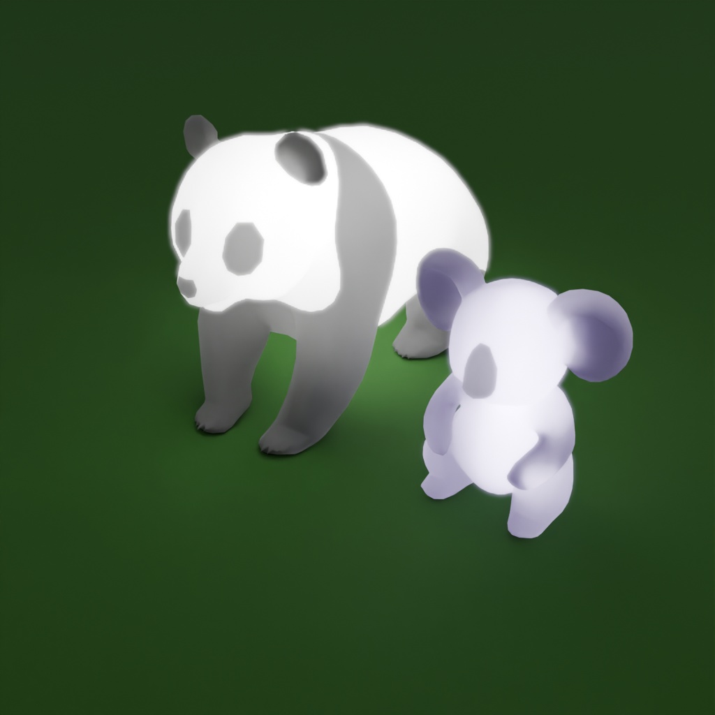 【Blender】パンダとコアラの間接照明 Indirect lighting of panda and koala