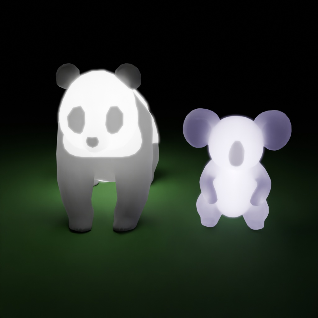 【Blender】パンダとコアラの間接照明 Indirect lighting of panda and koala