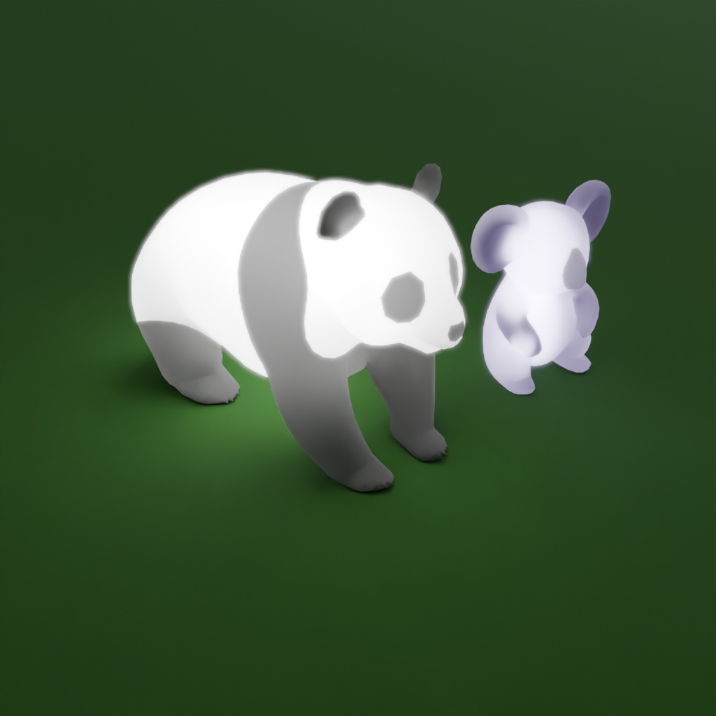 【Blender】パンダとコアラの間接照明 Indirect lighting of panda and koala