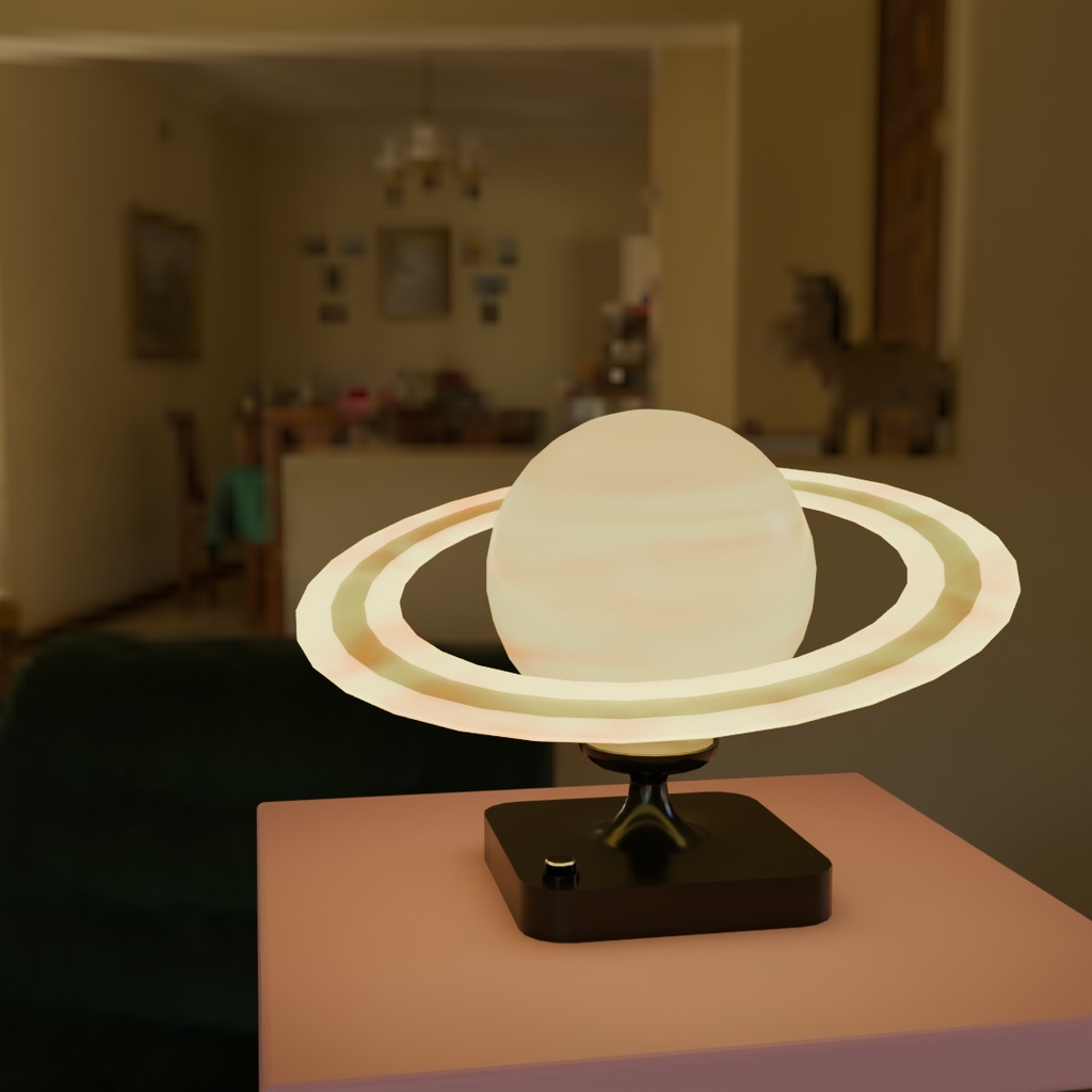 【Blender】土星の卓上ライト Saturn tabletop light