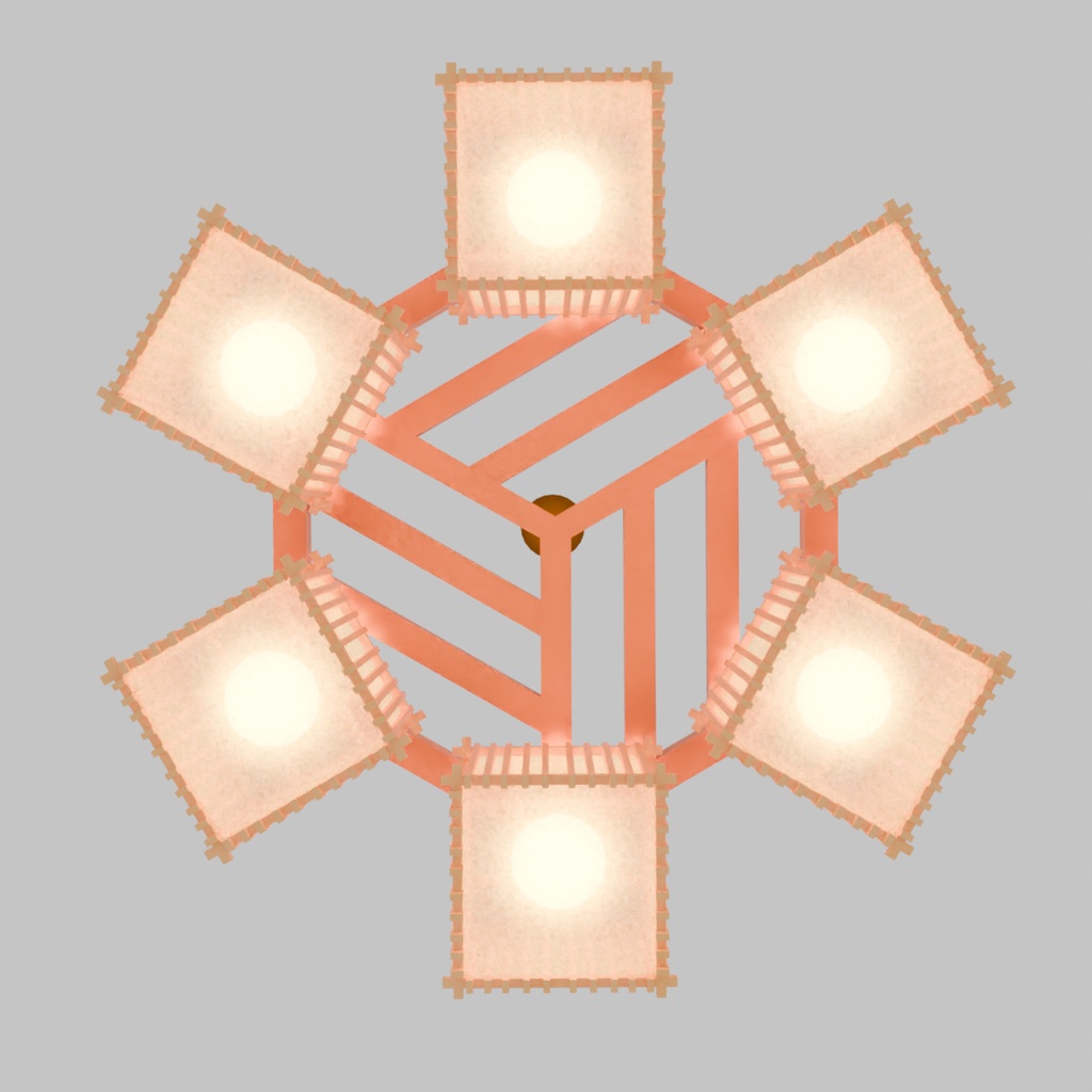 【Blender】和風のシャンデリア Japanese style chandelier