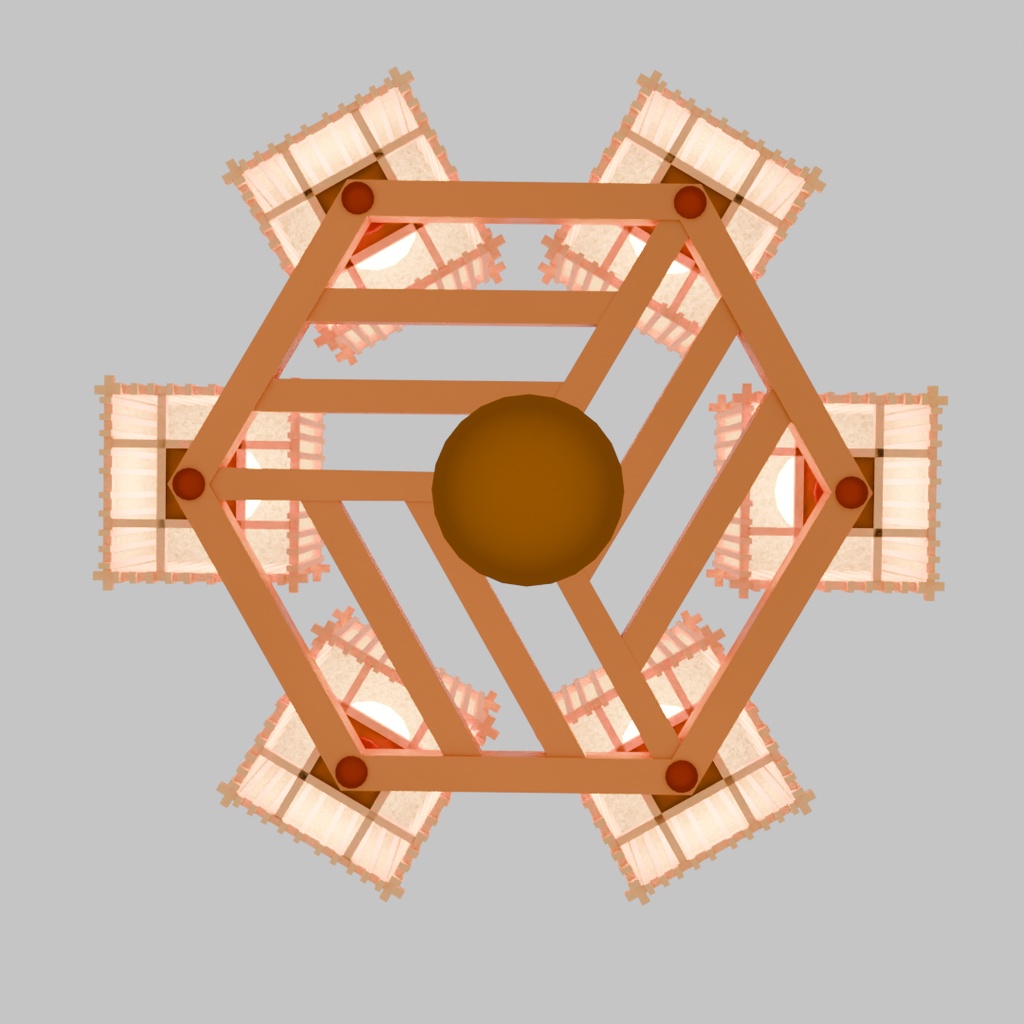 【Blender】和風のシャンデリア Japanese style chandelier