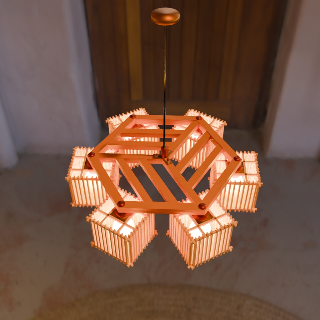 【Blender】和風のシャンデリア Japanese style chandelier