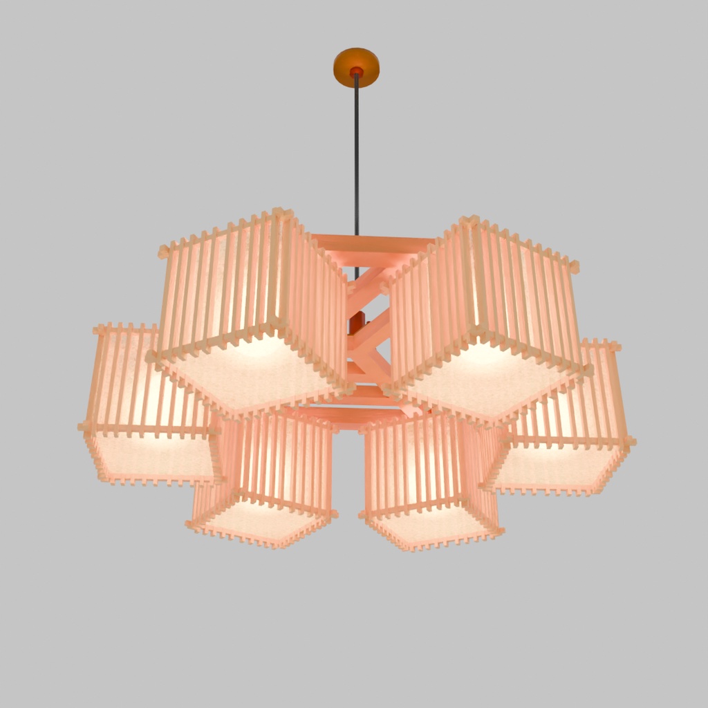 【Blender】和風のシャンデリア Japanese style chandelier